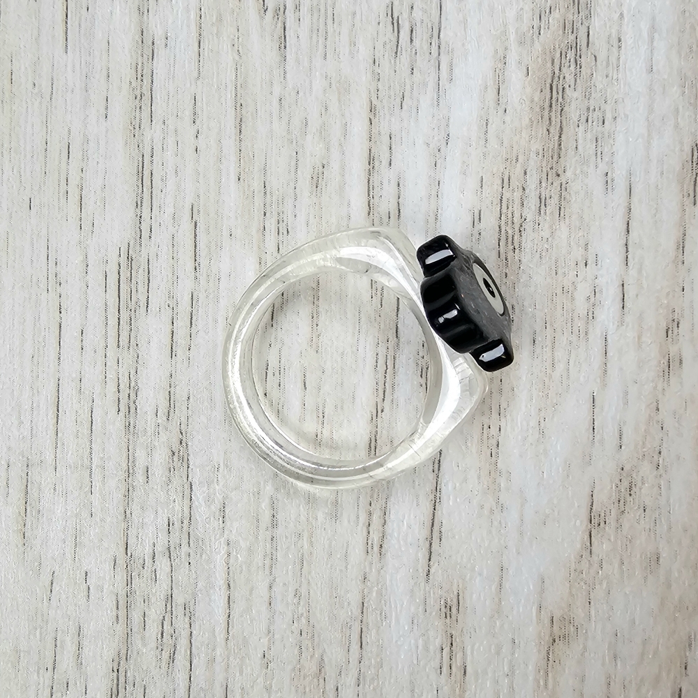 Hamsa Evil Eye Sparkle Ring Black Y2K - Picture 5 of 7